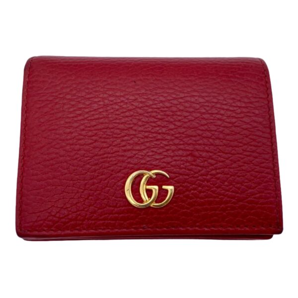 Gucci Leather card case wallet hibiscus red.