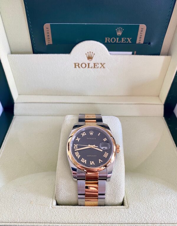Rolex Datejust 18k Ref. 116203 Black Egypt Dial with Roman gold numbers 36mm