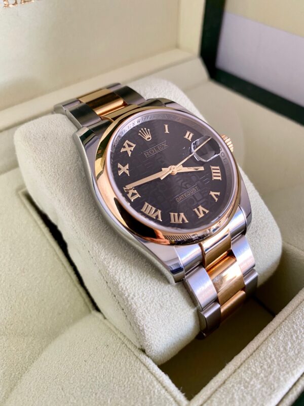 Rolex Datejust 18k Ref. 116203 Black Egypt Dial with Roman gold numbers 36mm