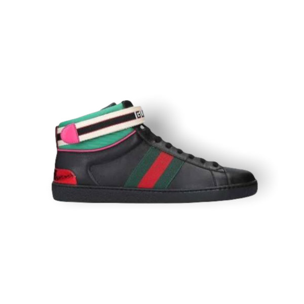 Gucci Men's Black Stripe Ace High-top Sneakers Size 11