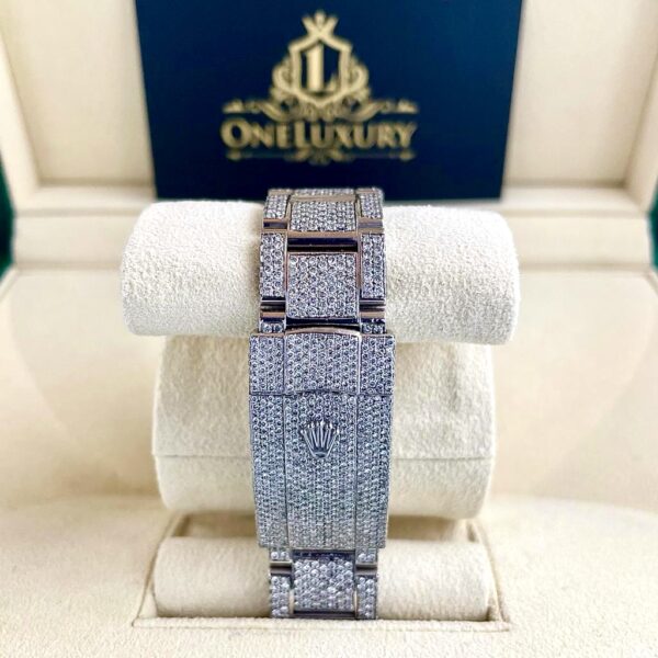 Rolex Datejust 41mm 126300 Stainless Steel with Pave Diamond Dial Fully Iced Out.