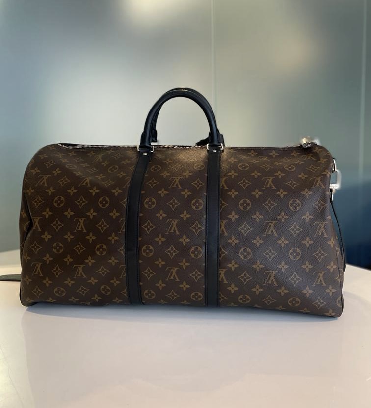 LOUIS VUITTON Monogram Macassar Keepall 55 Bondouliere