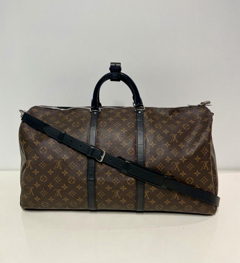 LOUIS VUITTON Monogram Macassar Keepall 55 Bondouliere