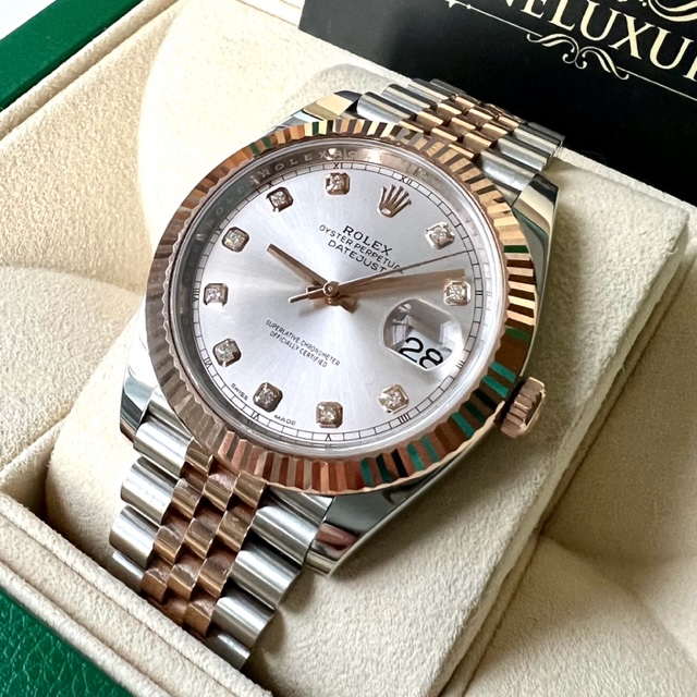 Rolex Datejust 41mm Rose Gold & Steel 126331 Sundust Diamond Dial