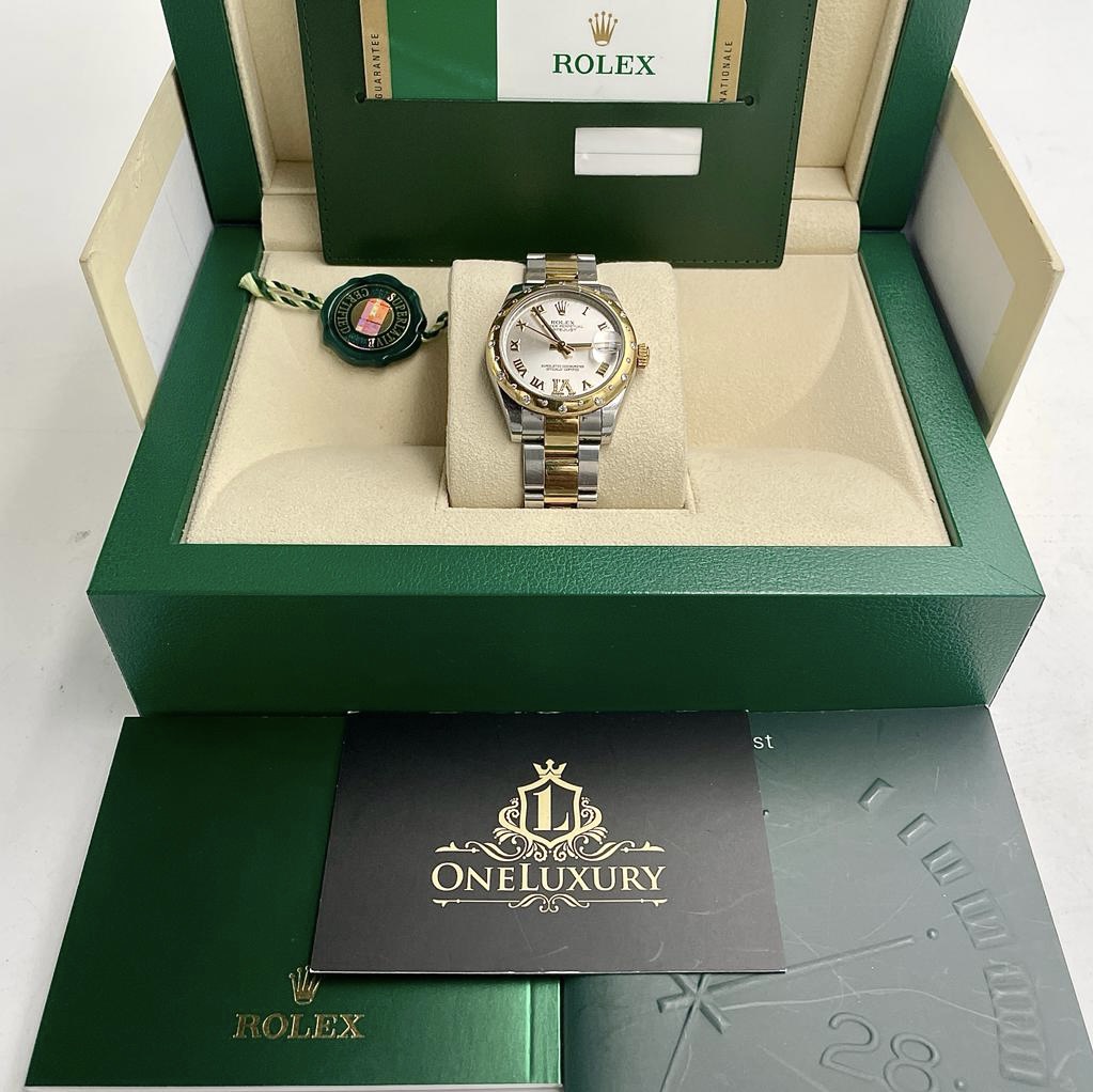 Rolex Datejus 31mm Silver Dial 24 Diamond Bezel Gold & Steel Oyster Bracelet 178343