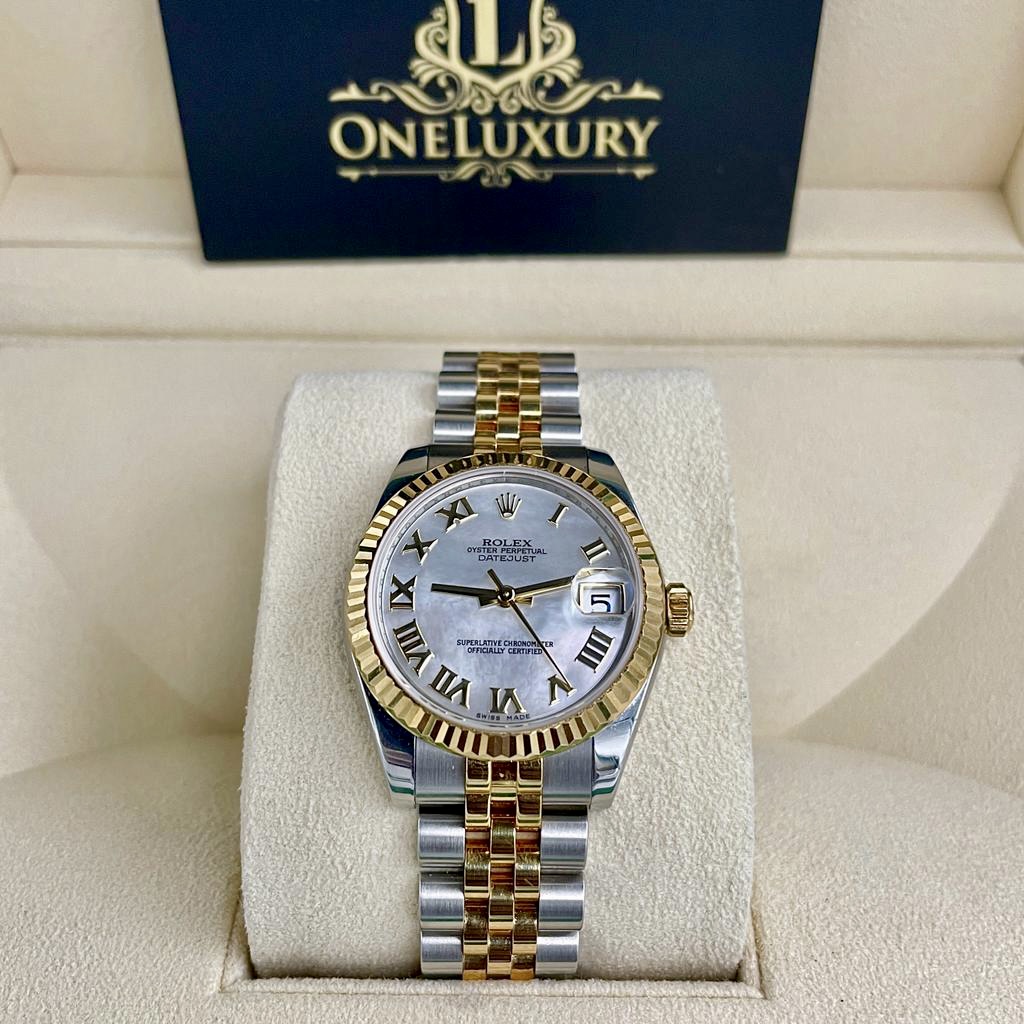 Rolex Lady-Datejust 31mm Steel Gold Fluted bezel and MOP Roman Dial ref. 178273