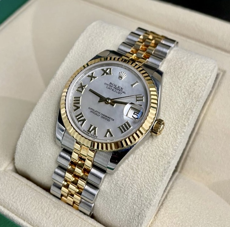 Rolex Lady-Datejust 31mm Steel Gold Fluted bezel and MOP Roman Dial ref. 178273