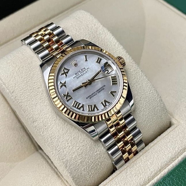 Rolex Lady-Datejust 31mm Steel Gold Fluted bezel and MOP Roman Dial ref. 178273