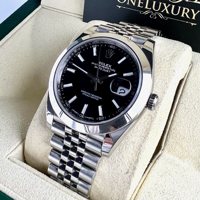 Rolex Datejust 41mm Black dial ref. 126300 on Jubilee Bracelet.
