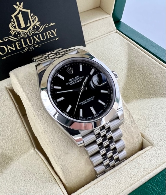 Rolex Datejust 41mm Black dial ref. 126300 on Jubilee Bracelet.