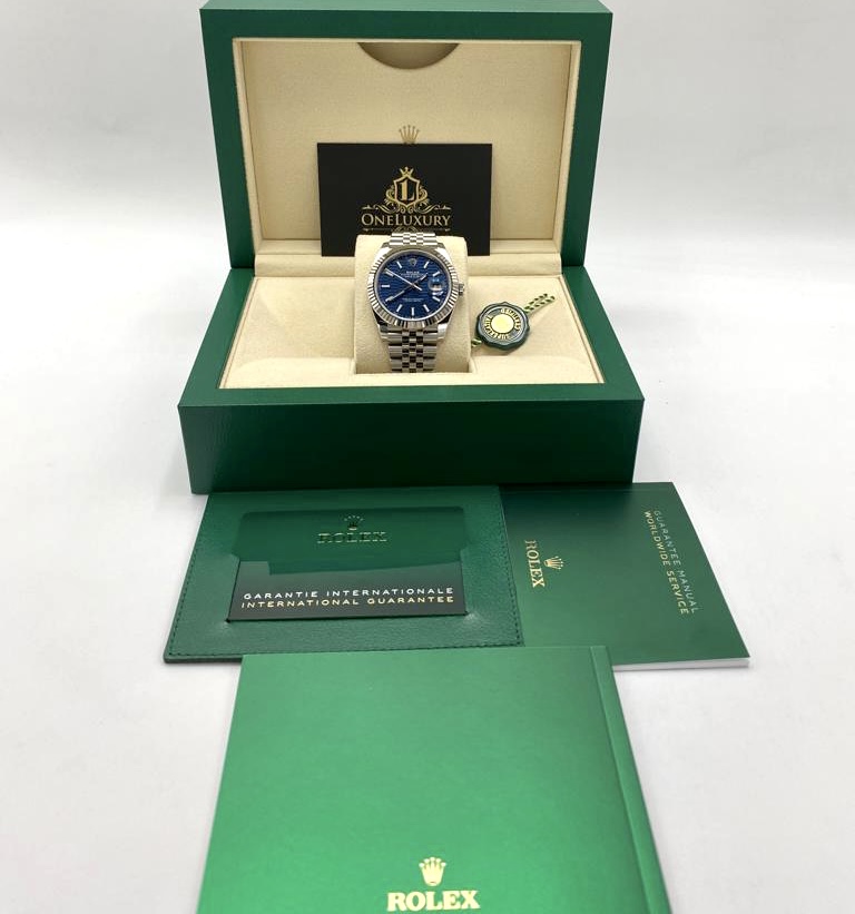 Rolex Datejust 41 Blue Fluted Motif Index Dial 126334 Jubilee Bracelet - 2023