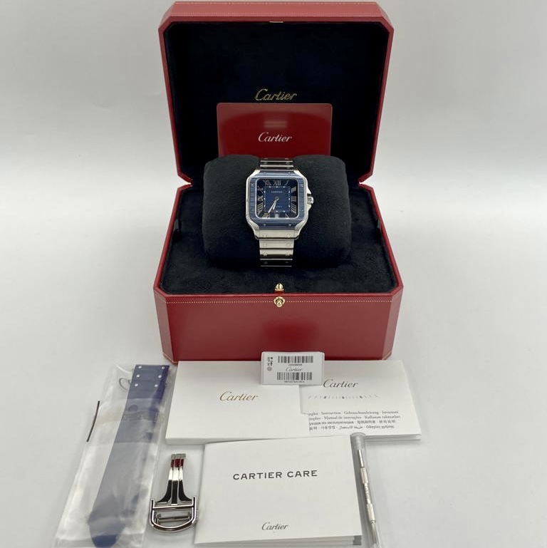 Cartier Santos Large Blue Bezel & Dial 2022 Ref. WSSA0048