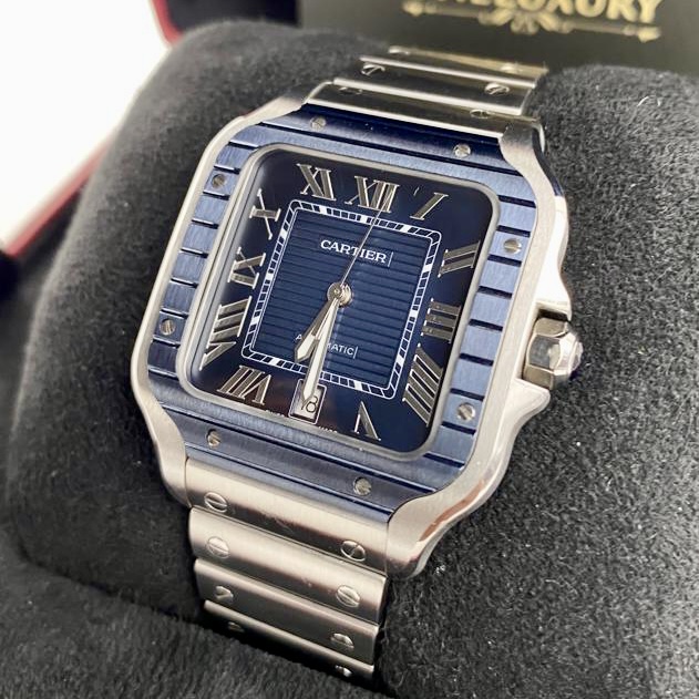 Cartier Santos Large Blue Bezel & Dial 2022 Ref. WSSA0048