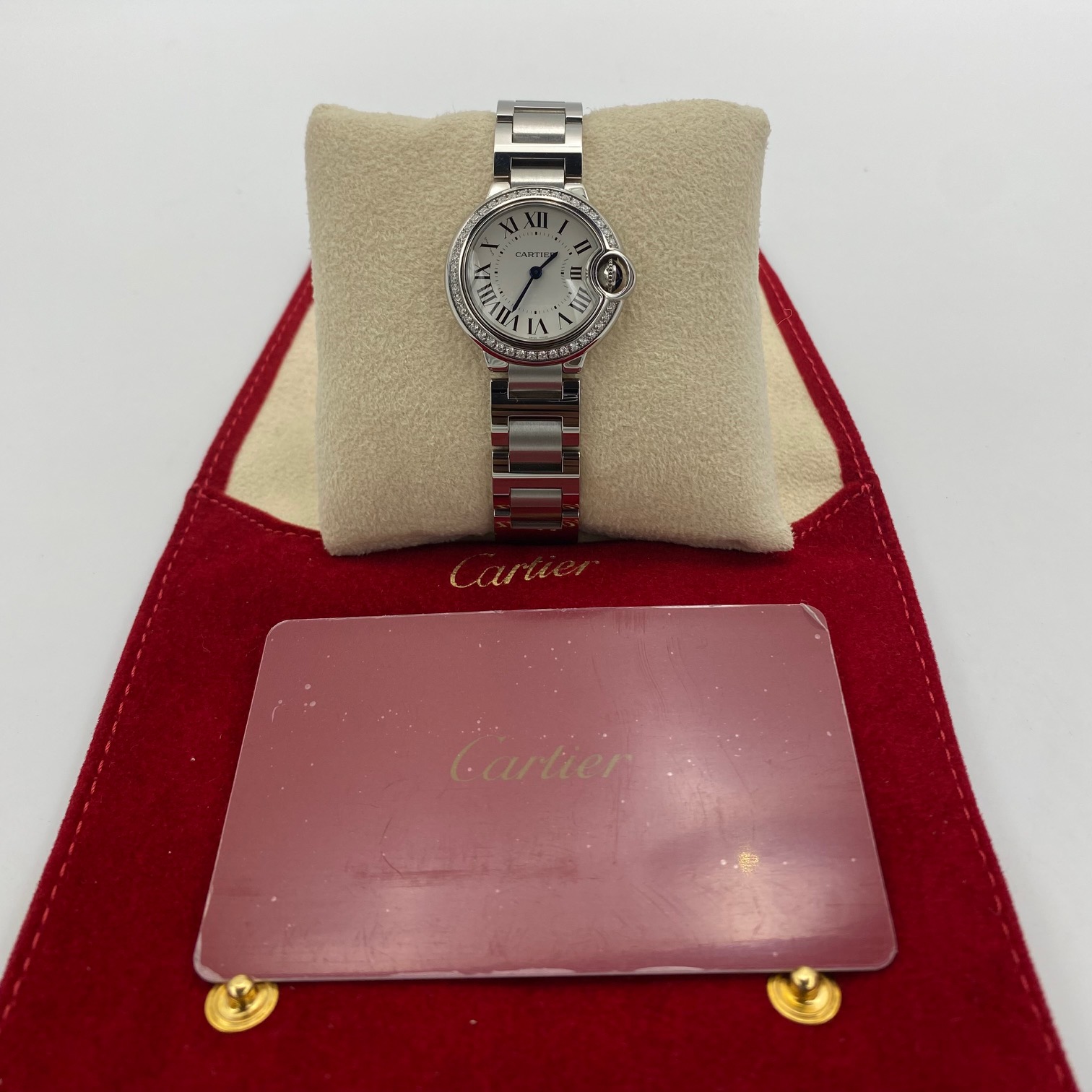 Cartier Ballon Bleu 28mm Diamond Steel Watch W4BB0015