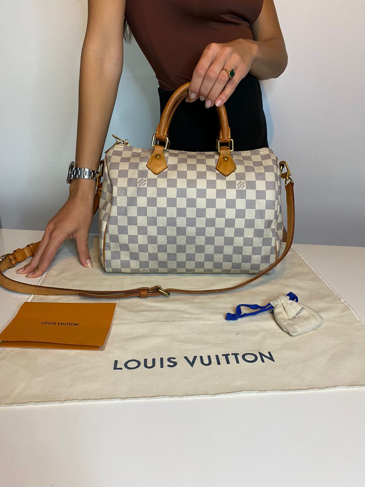 Louis Vuitton Speedy 25 Damier Azur Bandouliere