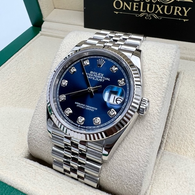 Rolex Datejust 36 Blue Diamond Factory Set Dial