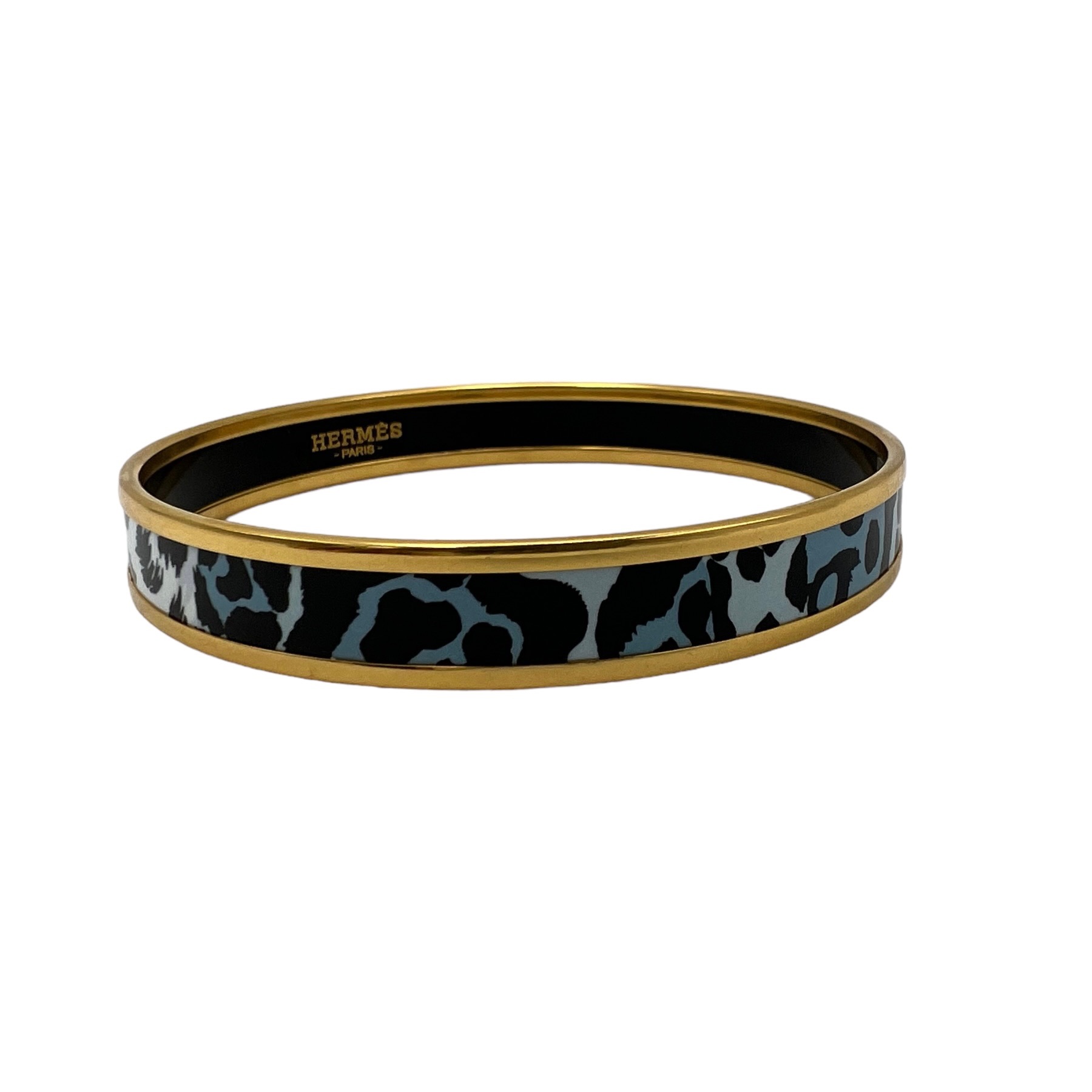 Hermes Blue / Multicolor Leaf Printed Enamel Bangle