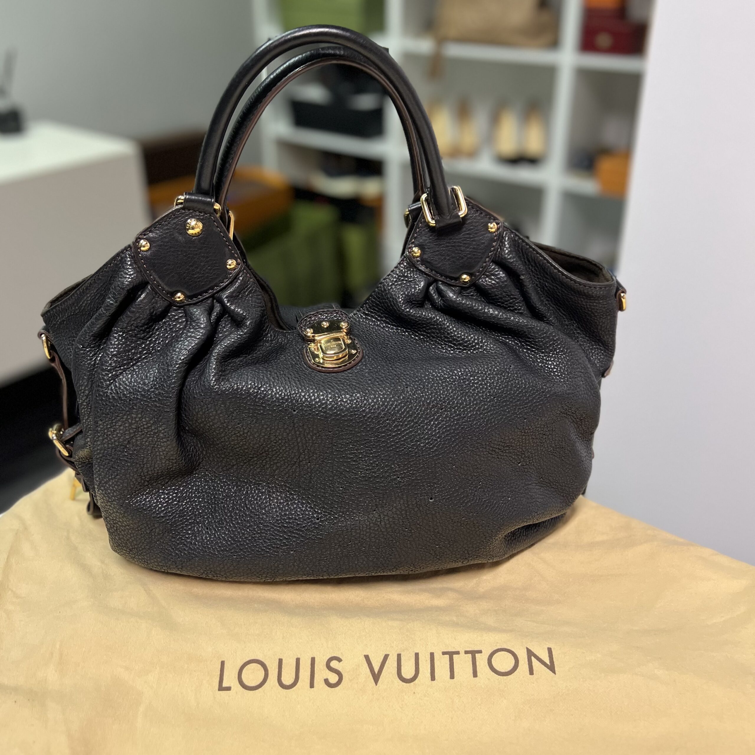 Louis Vuitton Black Monogram Mahina Leather Bag