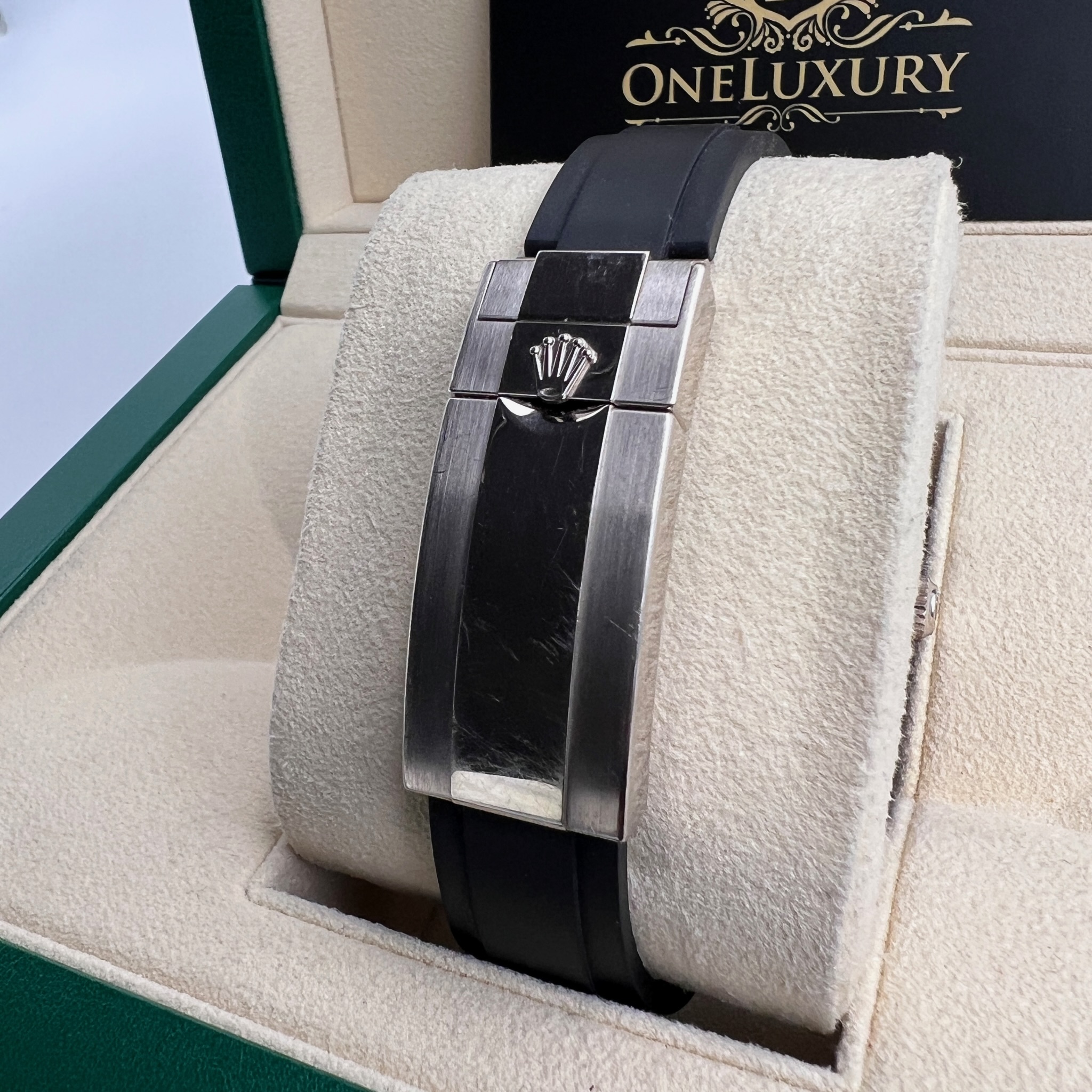 Rolex Yacht-Master White Gold 42mm Black Bezel & OysterFlex Rubber Strap