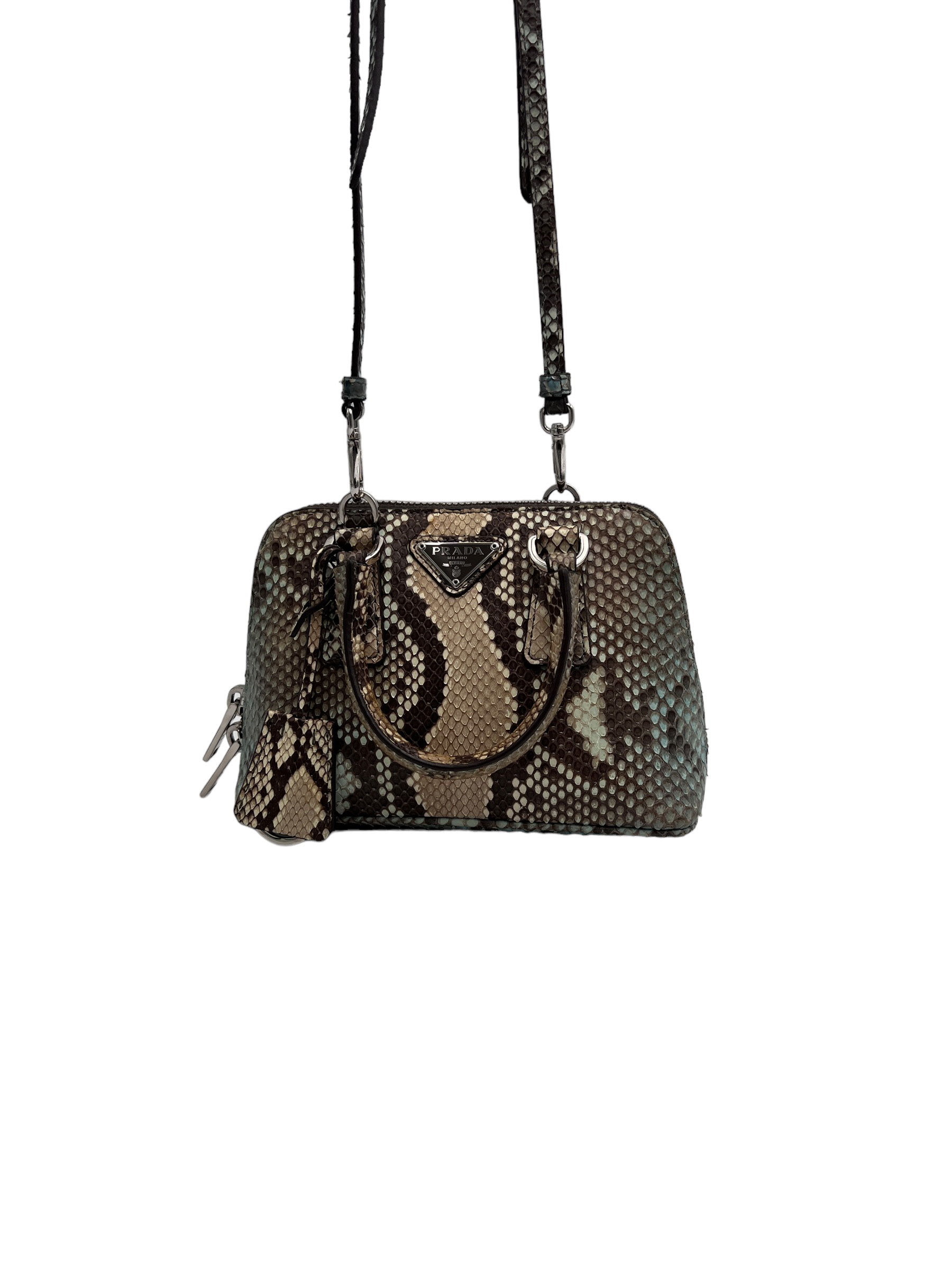 Prada Green Python Mini Promenade Crossbody Bag