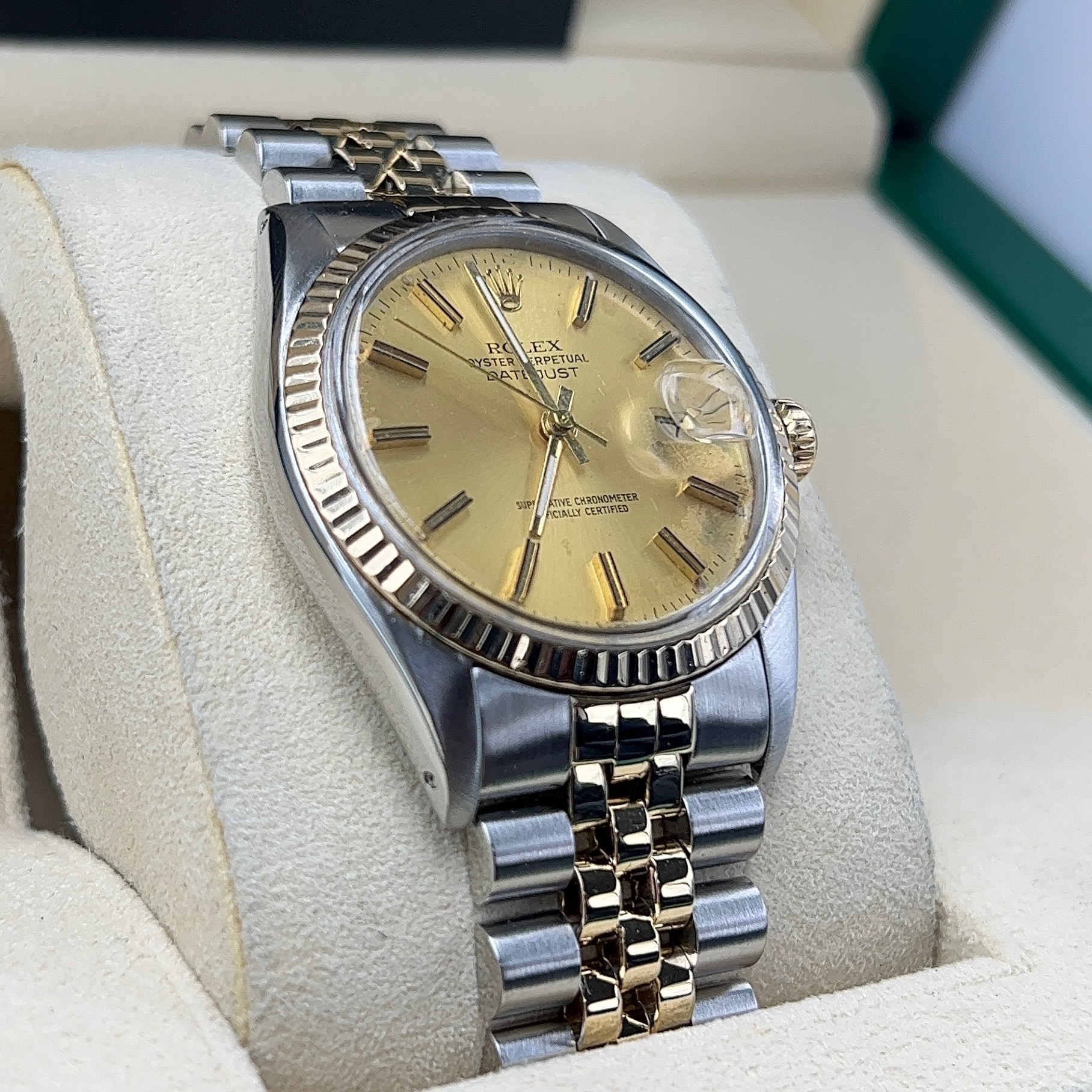 Rolex Datejust 16013 Champagne Dial 18k Gold & Steel
