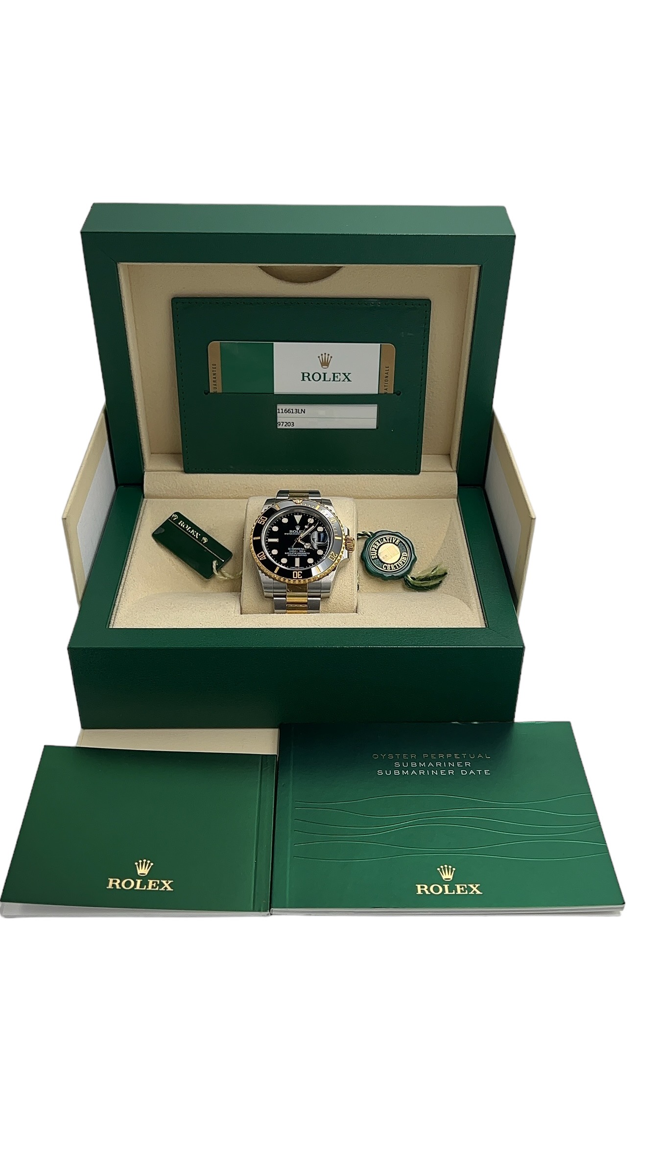 Rolex Submariner 40mm 18K Yellow Gold Steel Black Dial Mens Watch 116613LN