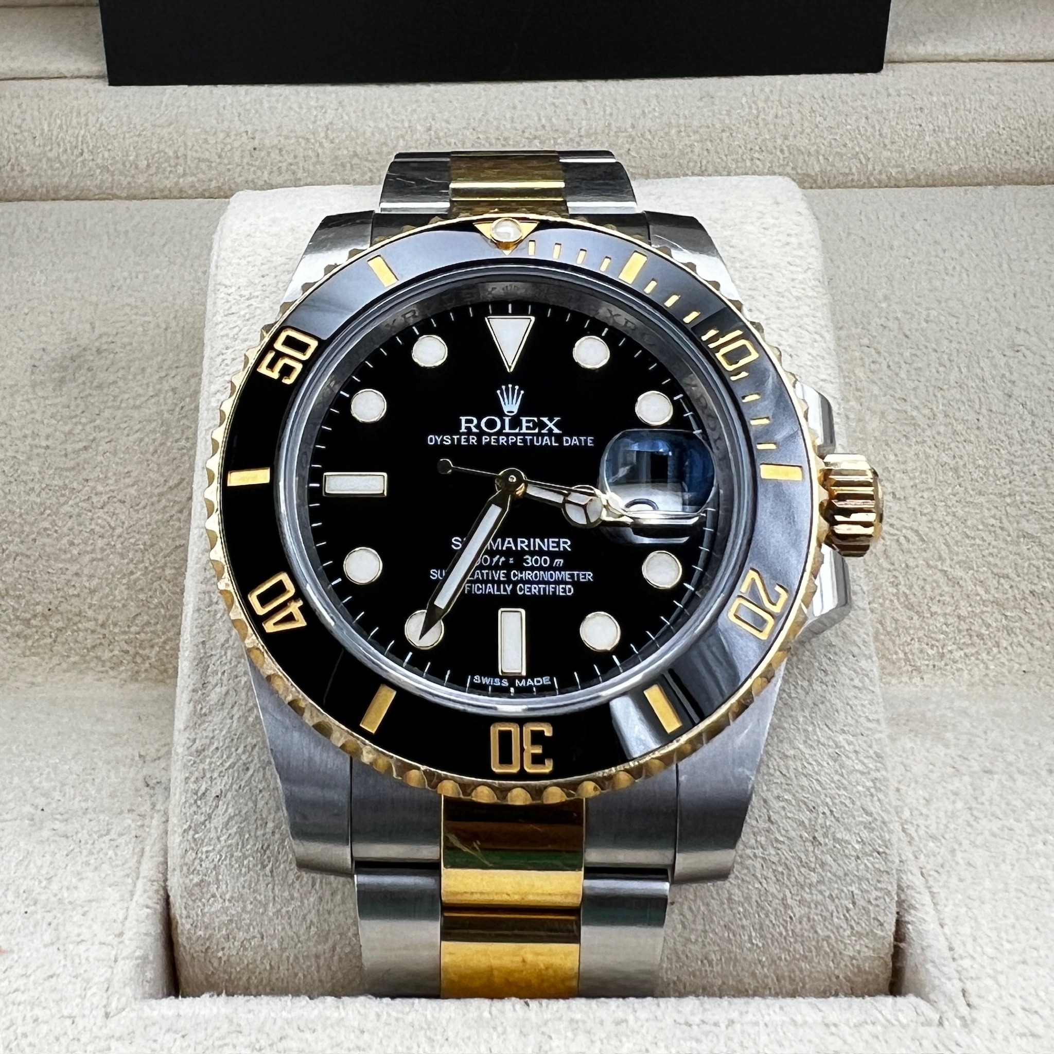 Rolex Submariner 40mm 18K Yellow Gold Steel Black Dial Mens Watch 116613LN