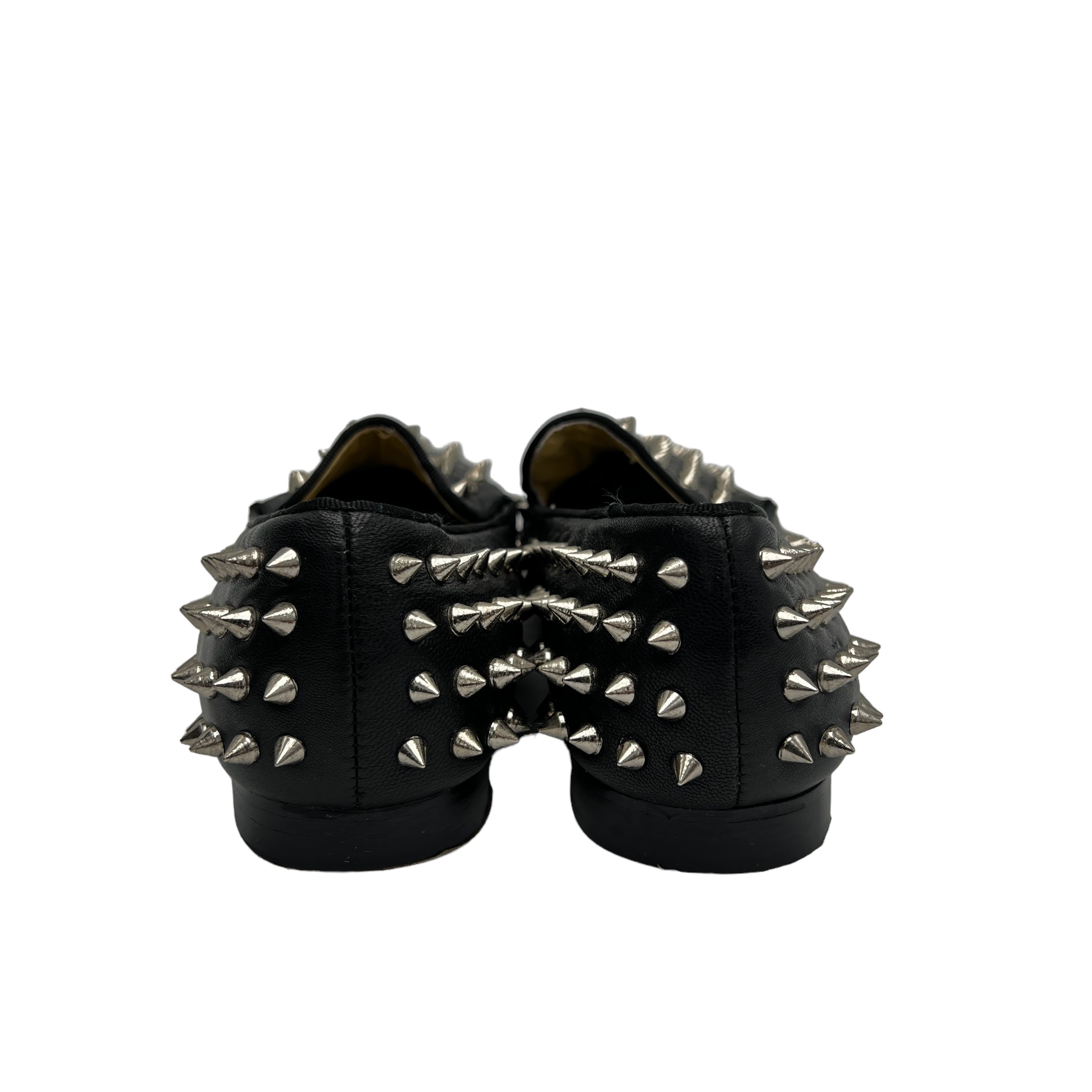 Auth CHRISTIAN LOUBOUTIN Dandelion Spikes Black Leather Mens Shoes Size 7