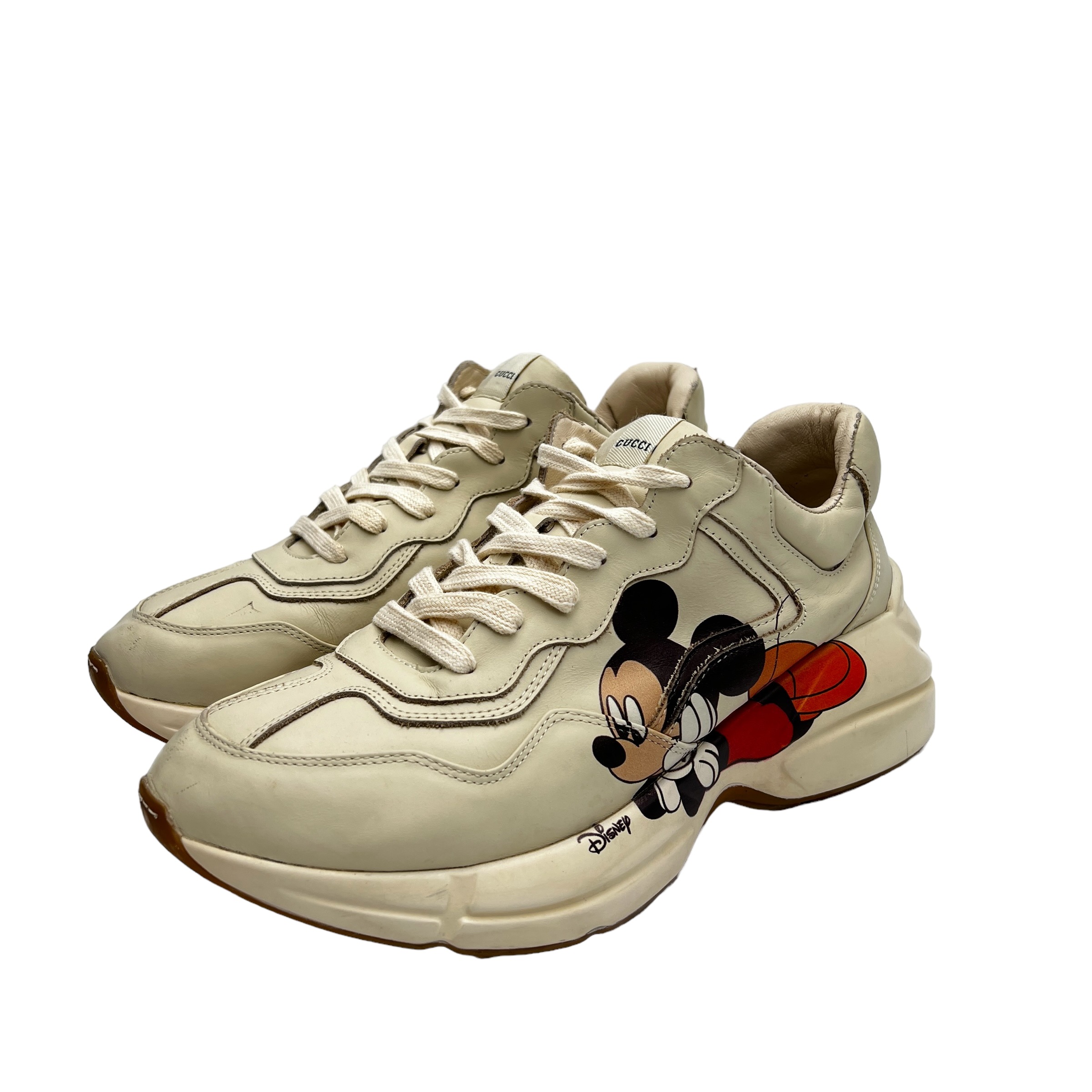 Men’s Gucci X Disney Mickey Mouse Rhyton Leather Sneakers Size 7