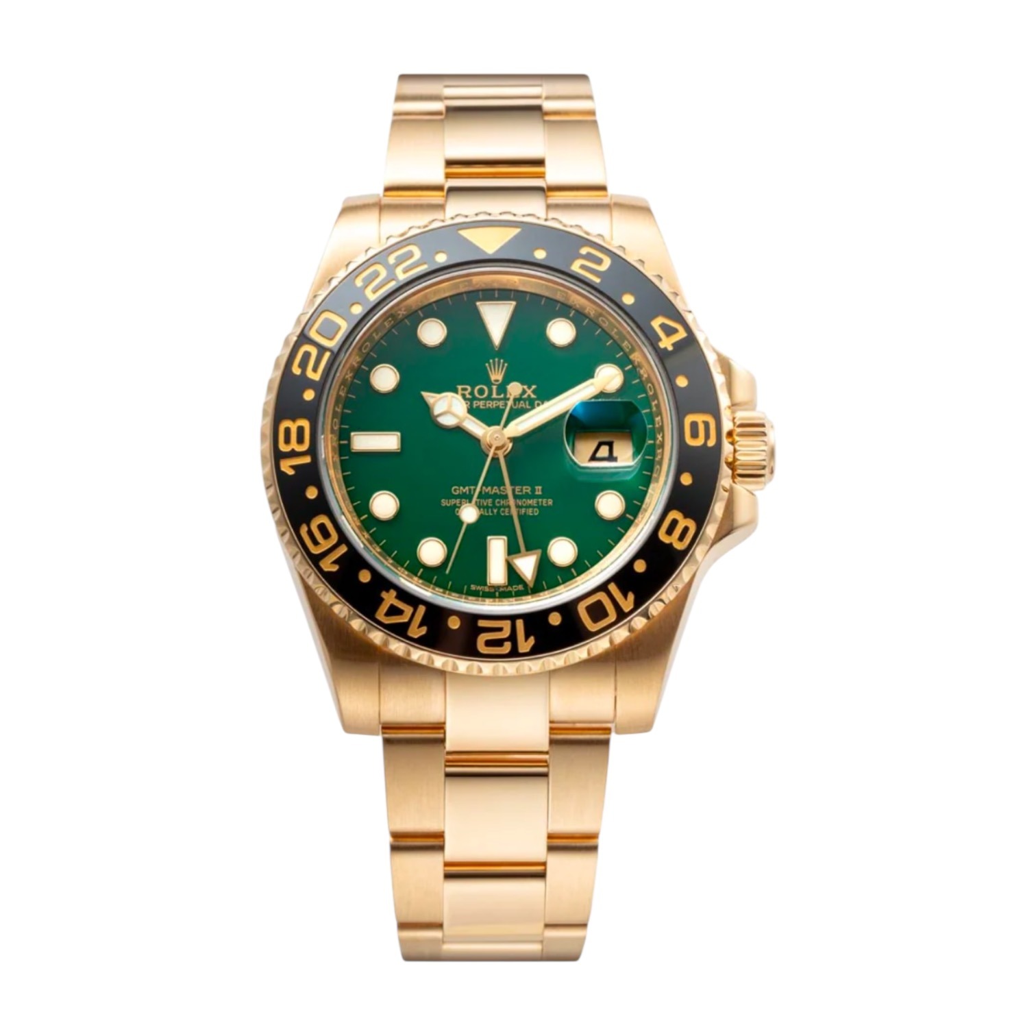 Rolex GMT-Master II Yellow Gold Green Dial 50th Anniversary Ref: 116718LN