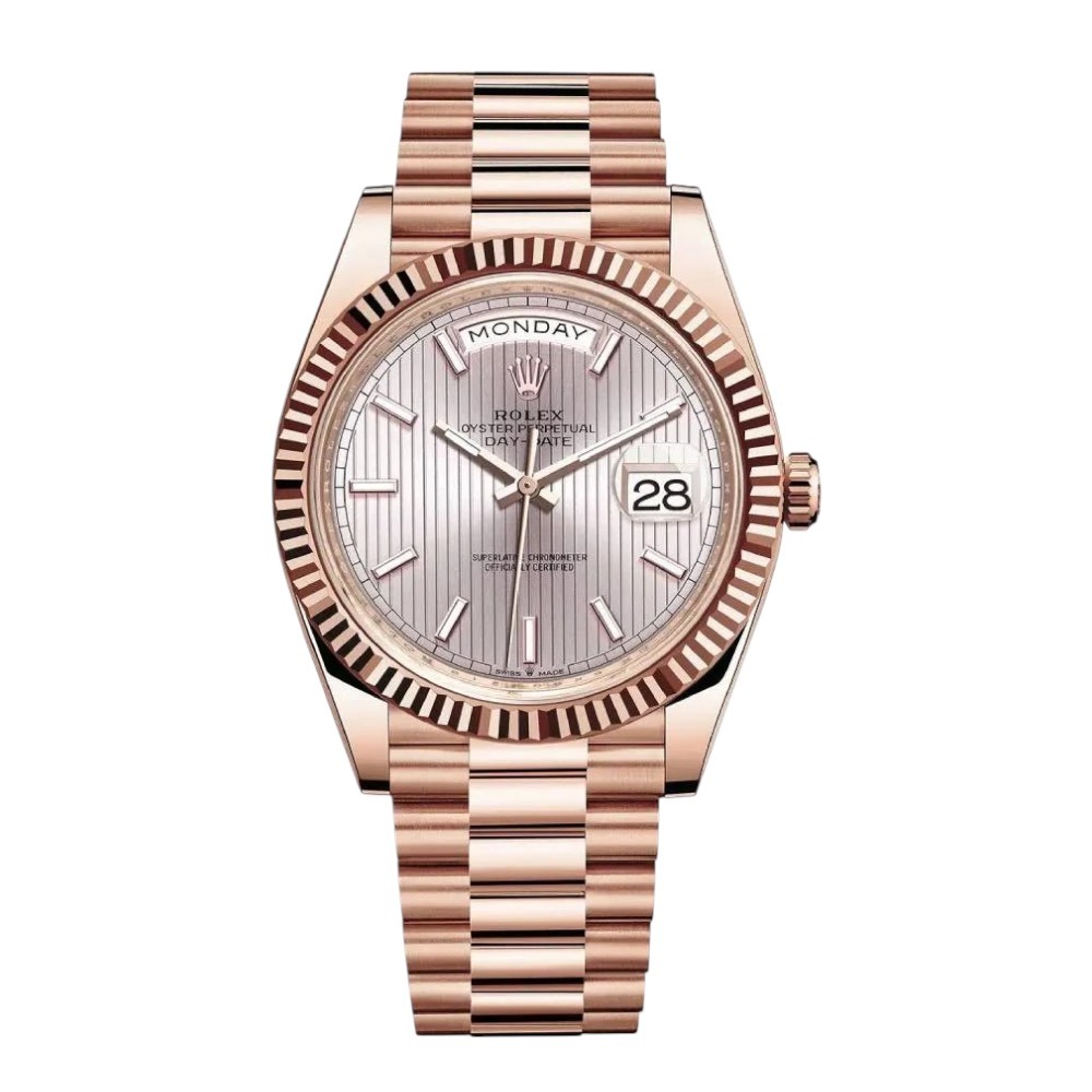 Rolex Day-Date 40mm Sundust Tapestry Index Dial 18k Rose Gold Ref: 228235
