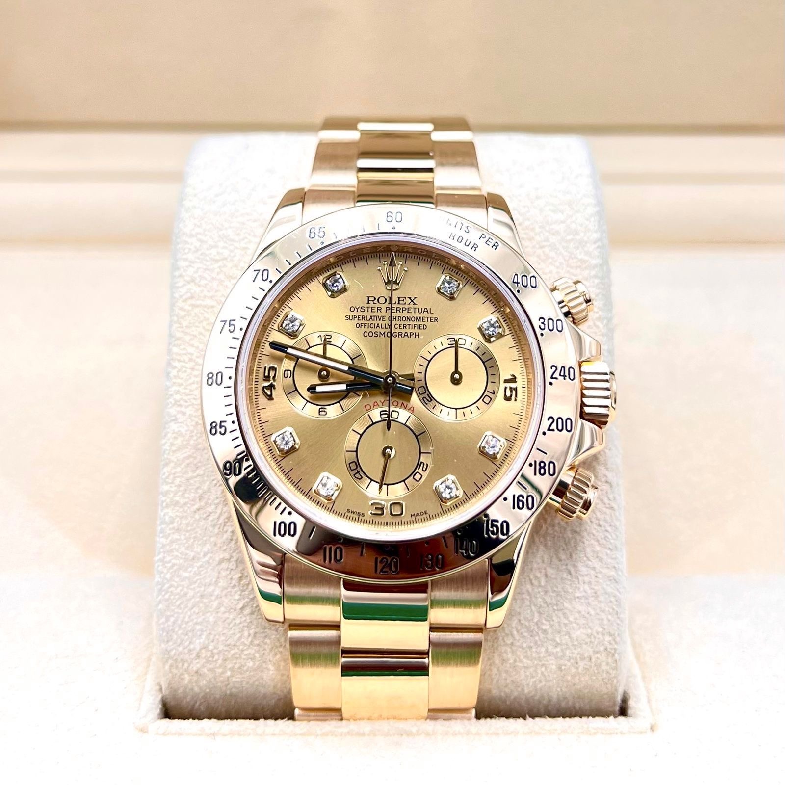 Rolex Daytona 40mm Yellow Gold Champagne Diamond Dial Ref: 116528 (Year 2009)