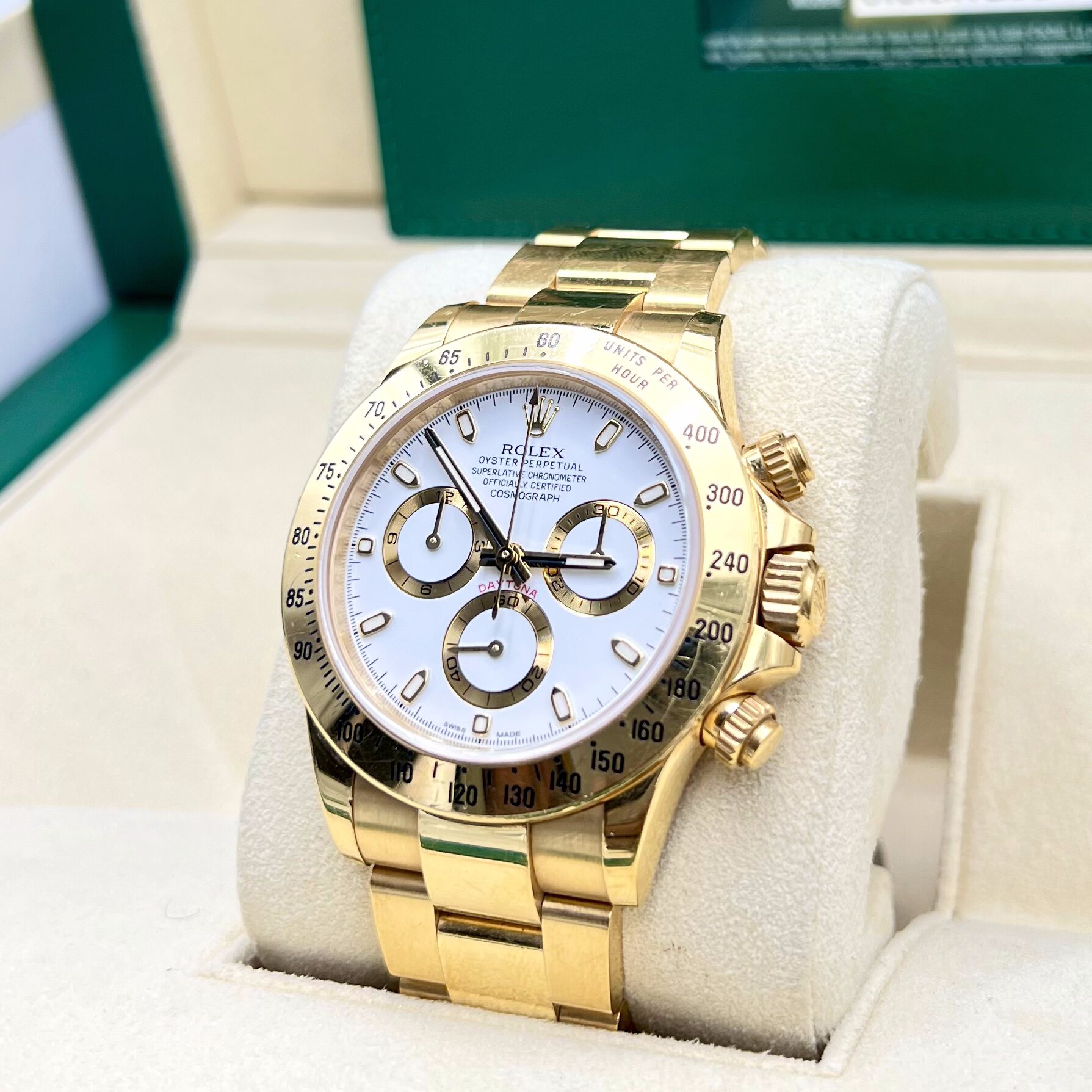 Rolex Cosmograph Daytona White Dial 18k Yellow Gold Ref. 116528
