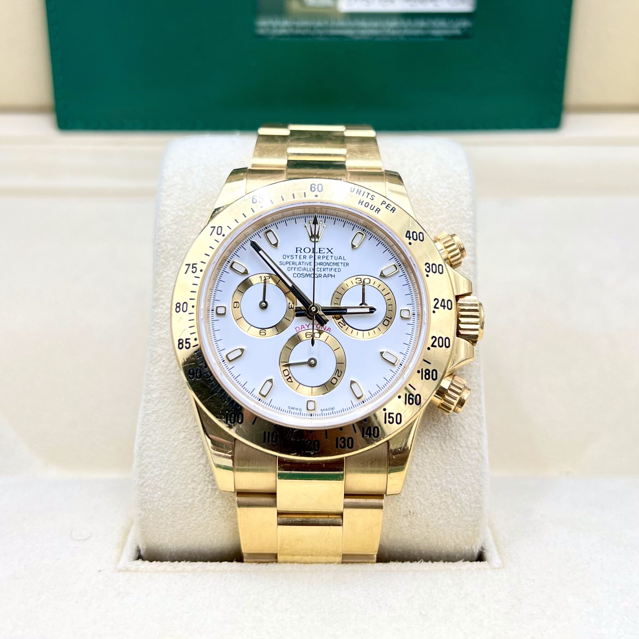 Rolex Cosmograph Daytona White Dial 18k Yellow Gold Ref. 116528