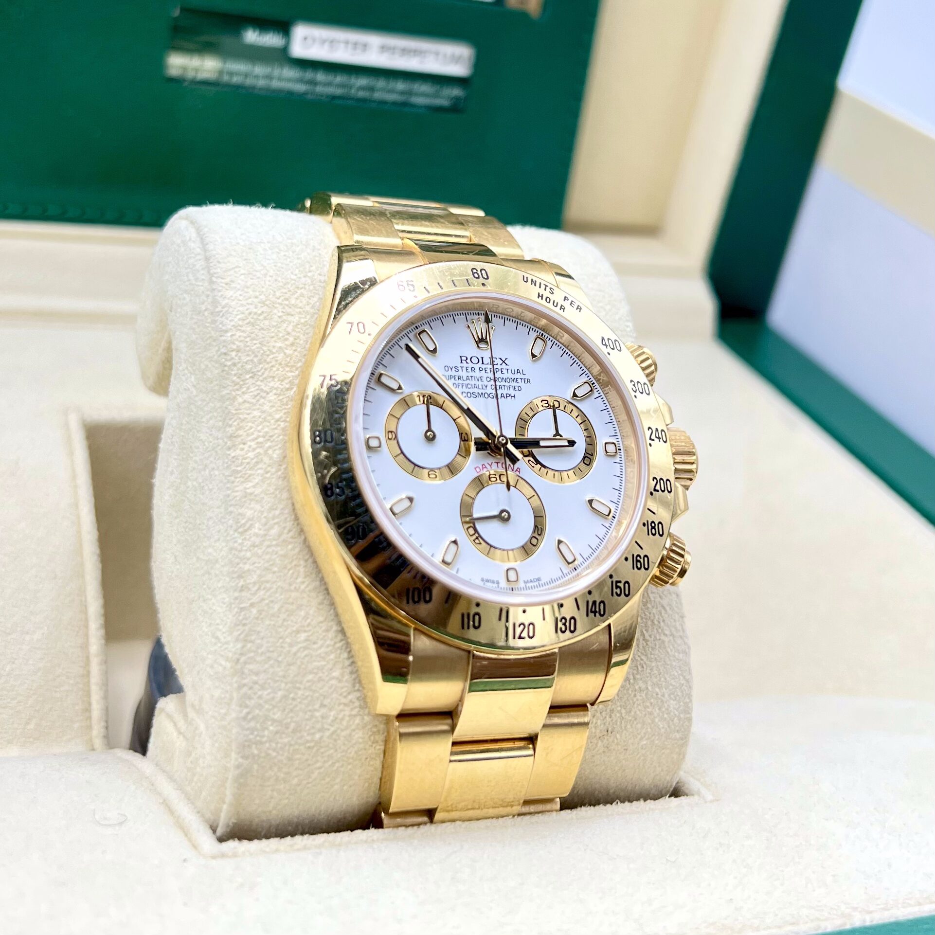 Rolex Cosmograph Daytona White Dial 18k Yellow Gold Ref. 116528