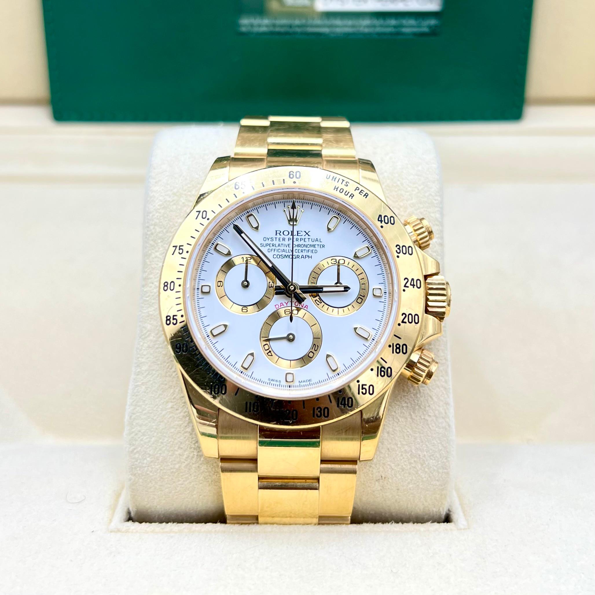 Rolex Cosmograph Daytona White Dial 18k Yellow Gold Ref. 116528
