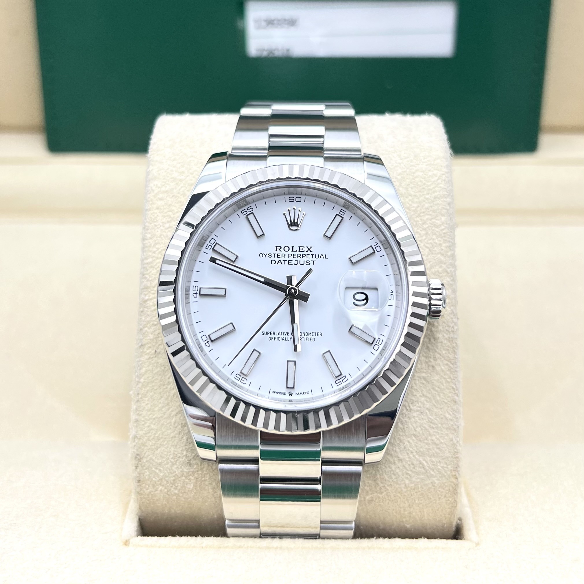 Rolex Datejust 41mm White Dial Fluted Bezel Ref: 126334