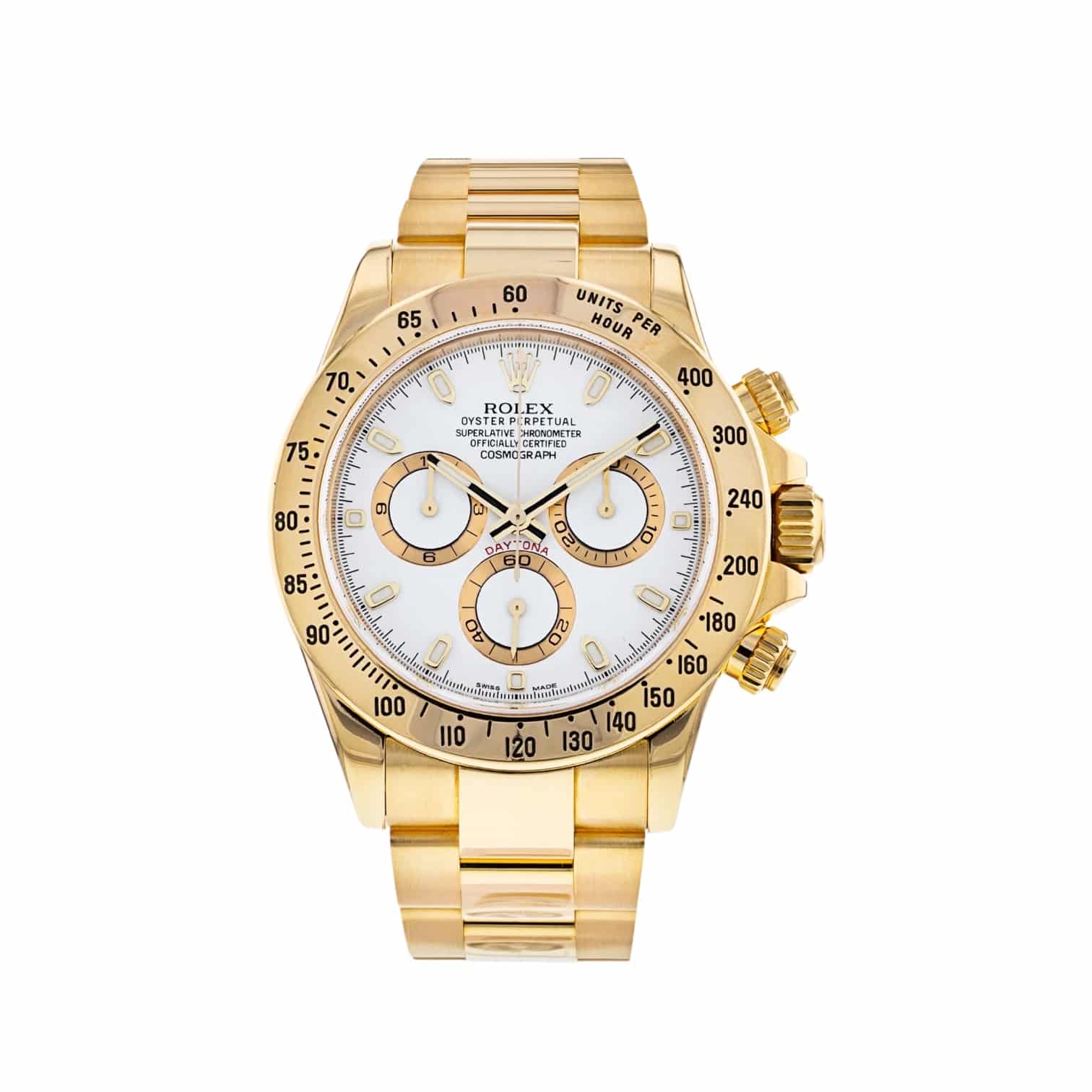 Rolex Cosmograph Daytona White Dial 18k Yellow Gold Ref. 116528