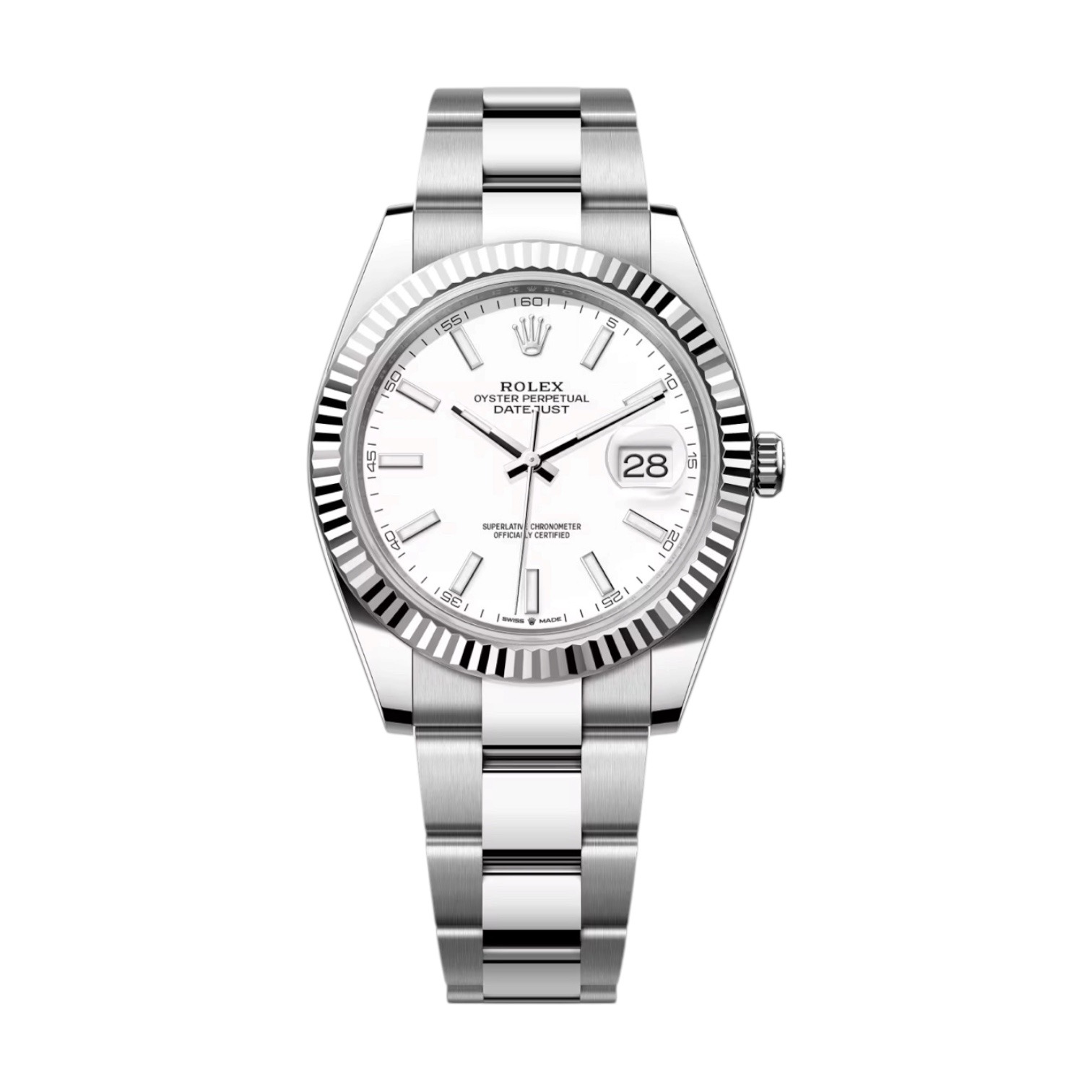 Rolex Datejust 41mm White Dial Fluted Bezel Ref: 126334