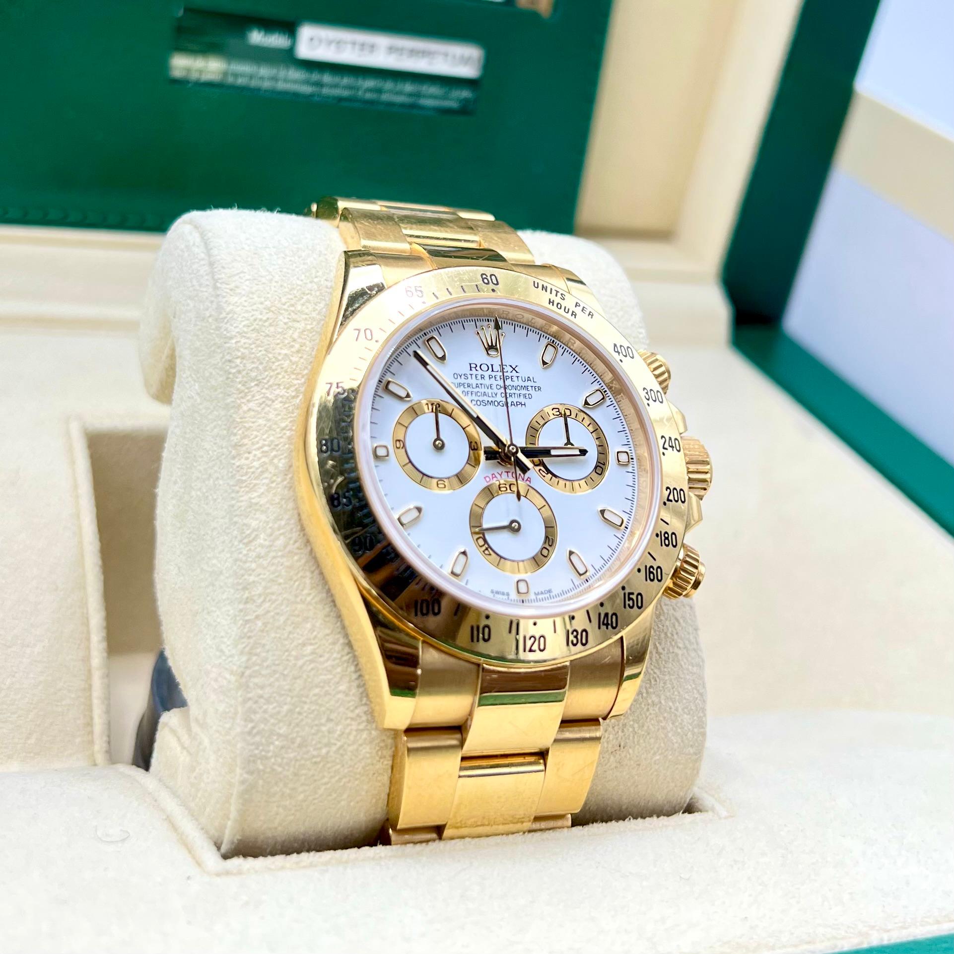 Rolex Cosmograph Daytona White Dial 18k Yellow Gold Ref. 116528